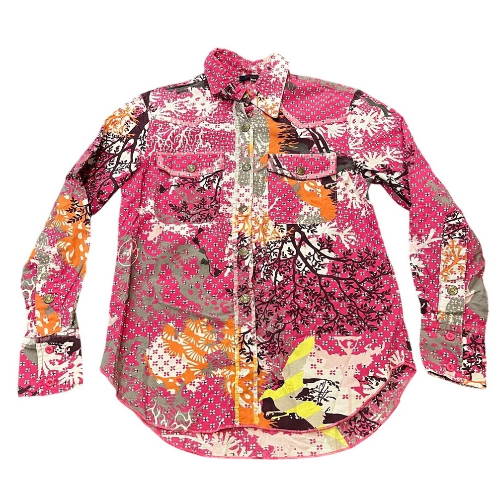 Vintage 90s Kenzo Jeans Multicolor AOP Floral Pattern Print Pink Womens 38 US 6 - Picture 1 of 9